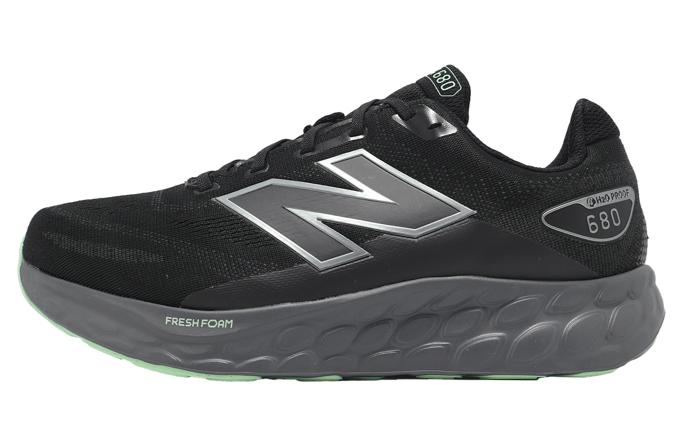 New Balance Fresh Foam 680 V8 2E Wide Black / Castlerock / Lab Green