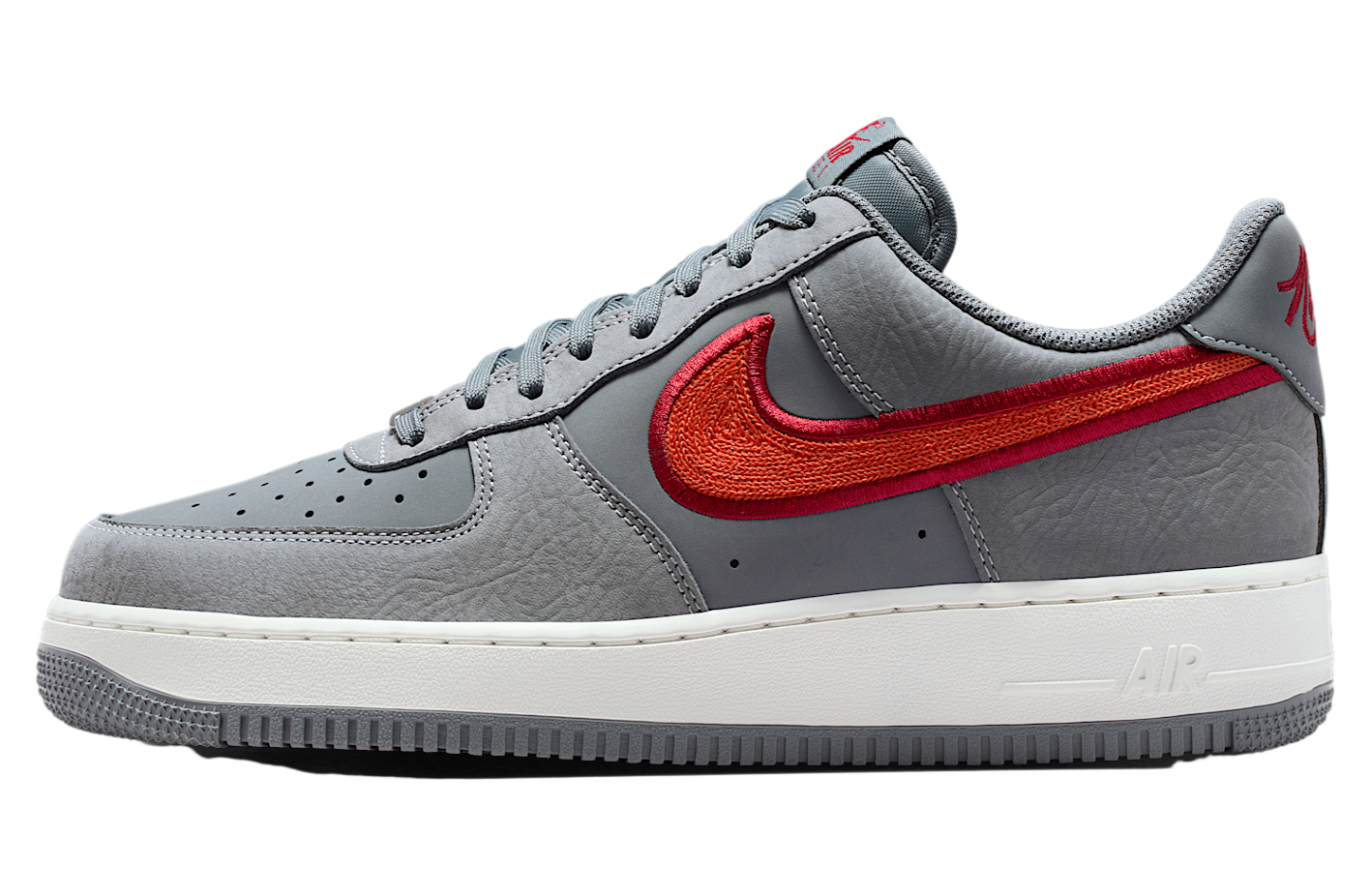 Nike Air Force 1 07 Lv8 Cool Grey / Team Crimson