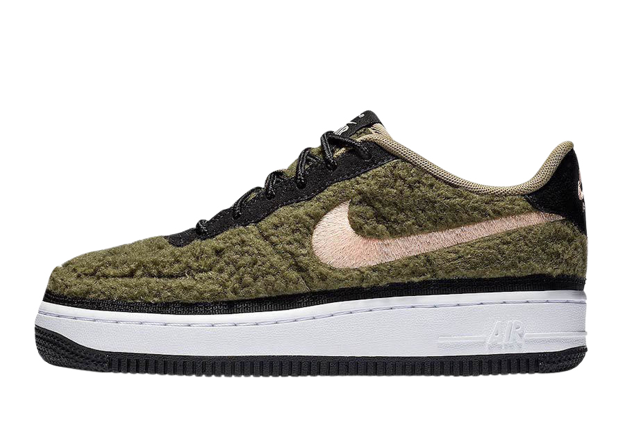 Nike Air Force 1 GS Shearling Olive Canvas AV6673-300