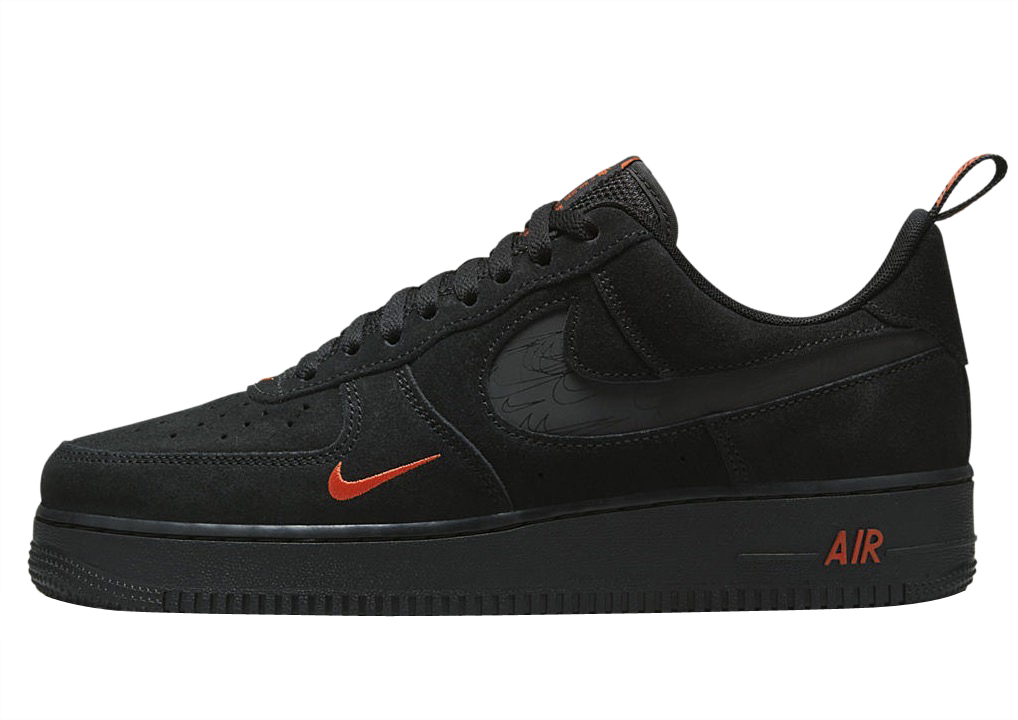 black and orange reflective air force 1