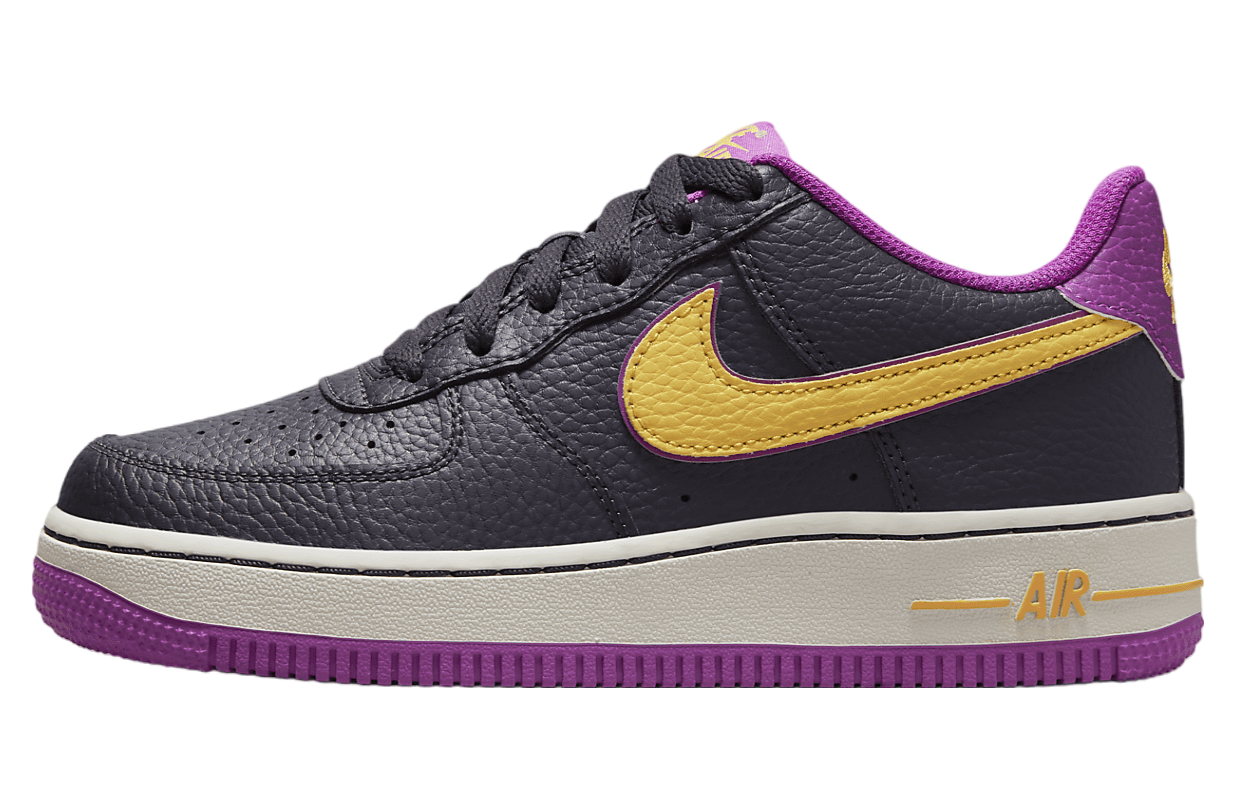 Nike Air Force 1 Low GS Lakers Purple Gold Oct 2022 DX5805 500 KicksOnFire