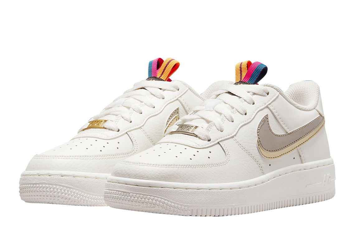 Nike Air Force 1 Low GS White Gold Silver