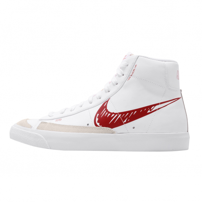 Nike Blazer Mid 77 Sketch White Red CW7580-100 - KicksOnFire.com