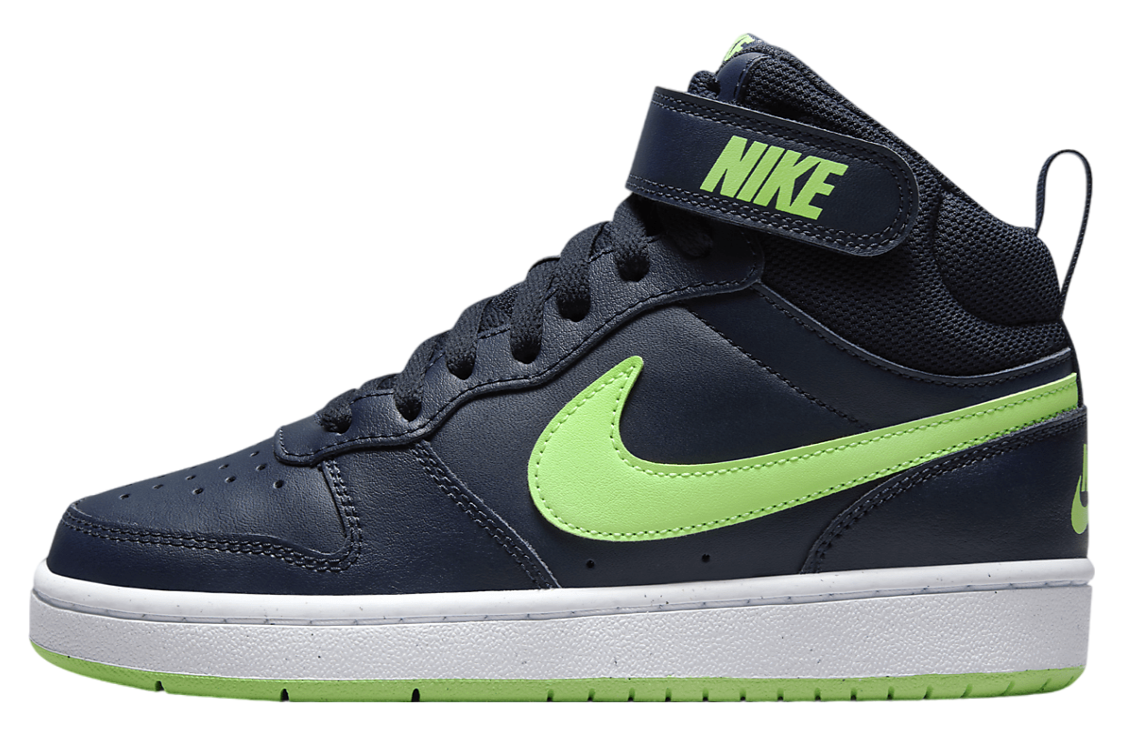 Nike Court Borough Mid 2 GS Dark Obsidian / Lime Blast