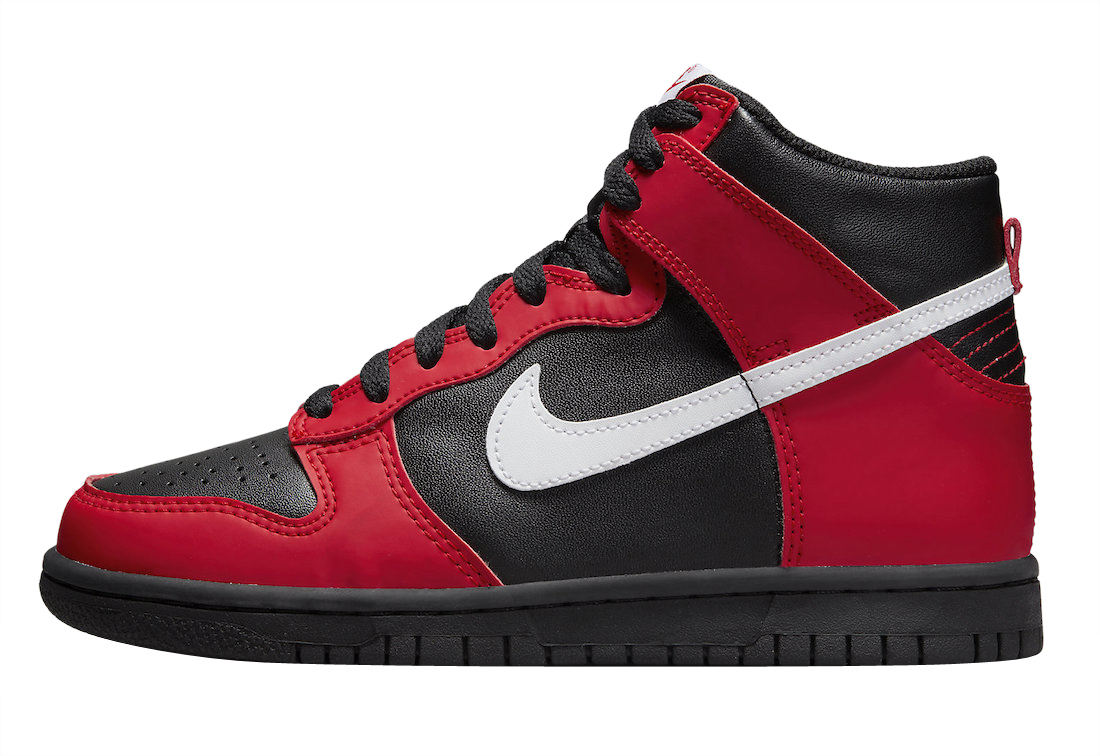 High top red store and black nike