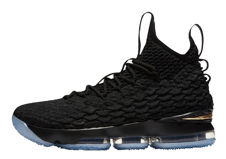 lebron 15 black and gold low