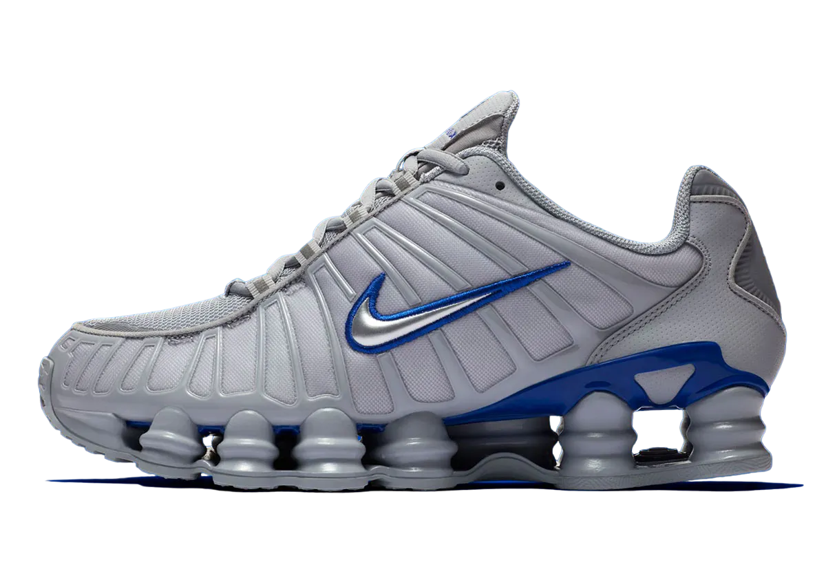 Nike shox blue and silver hotsell