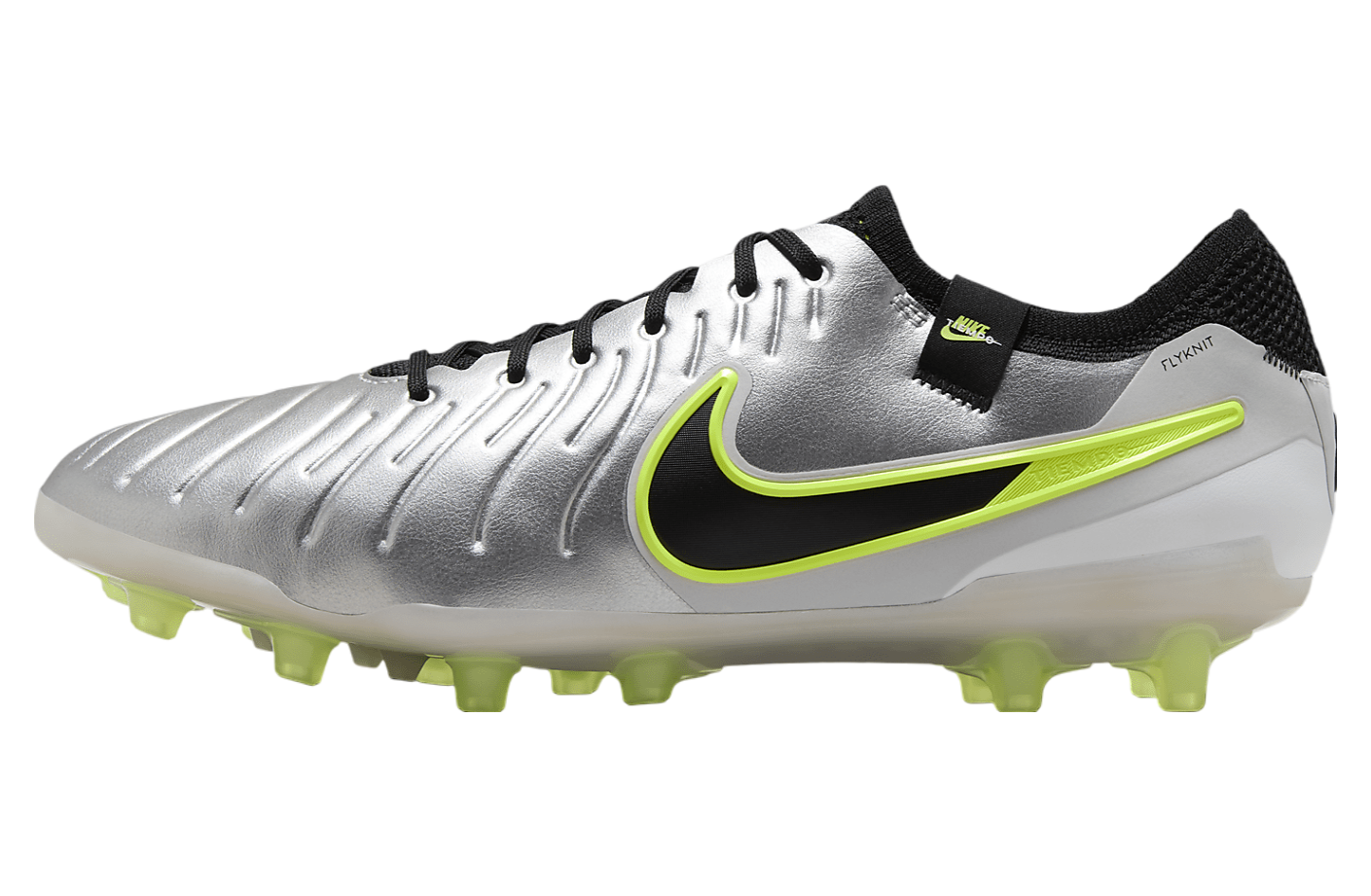 Nike Tiempo Legend 10 Elite AG Metallic Silver Volt Oct 2024 DV4330 001 KicksOnFire