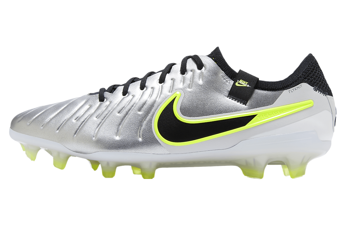 Nike Tiempo Legend 10 Elite Low FG Metallic Silver / Volt