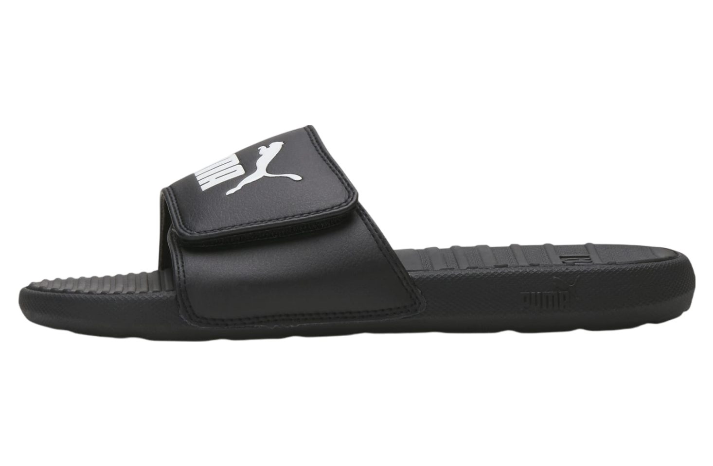 Puma black and white slides on sale