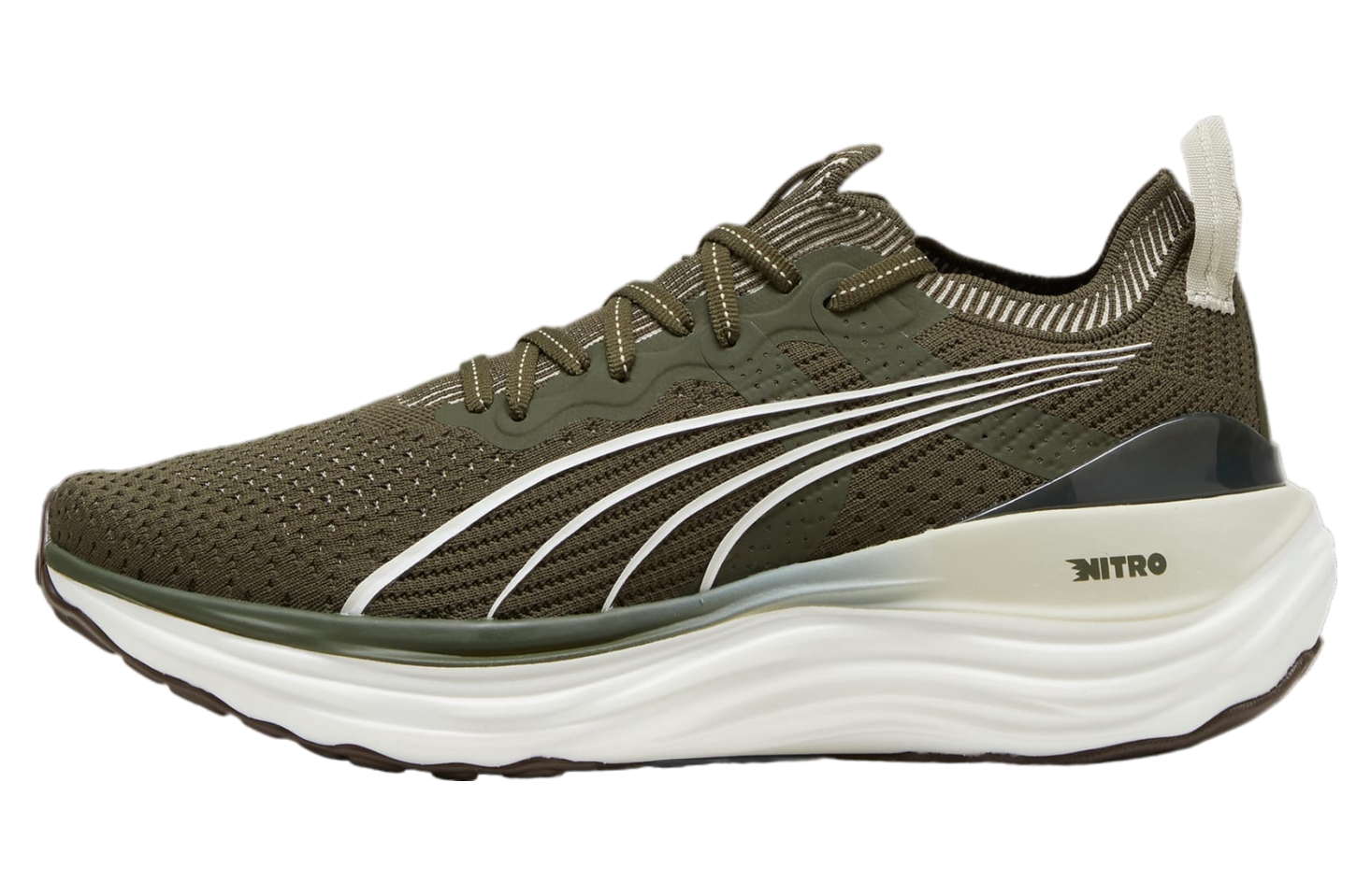 Puma Foreverrun Nitro Knit Dark Olive / White