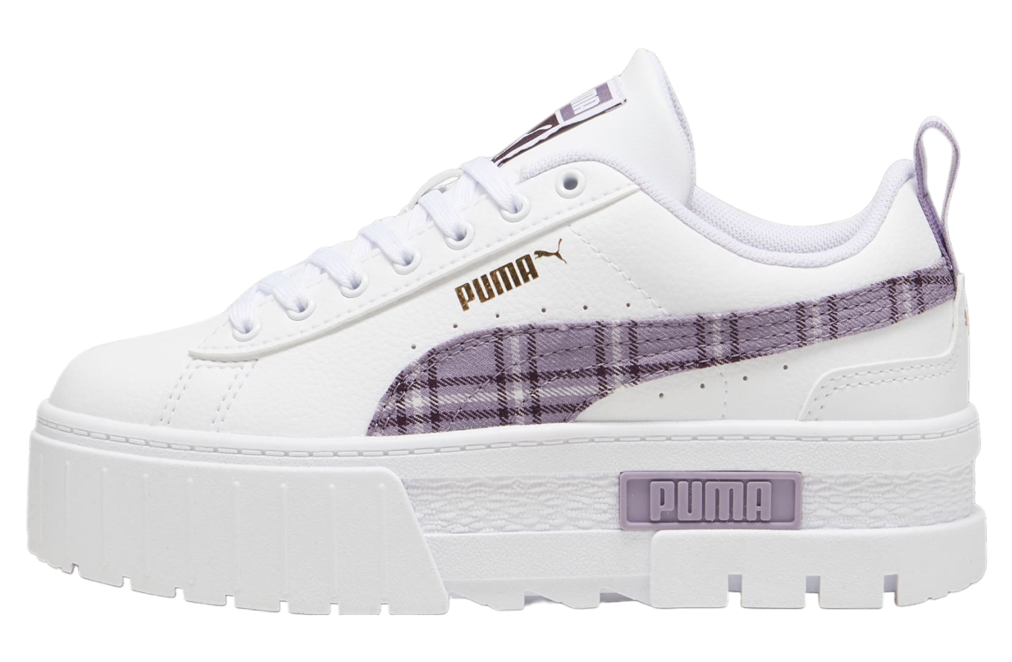 Puma Mayze Winter Tartan GS White / Pale Plum