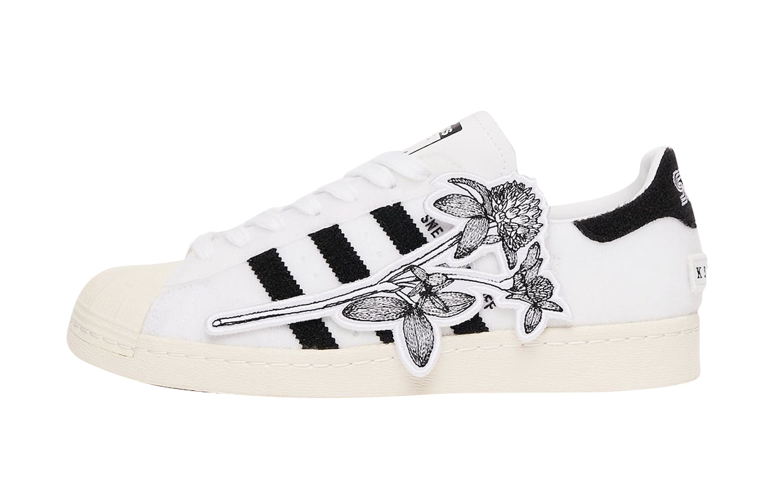 adidas originals floral print superstar with white shell trainers