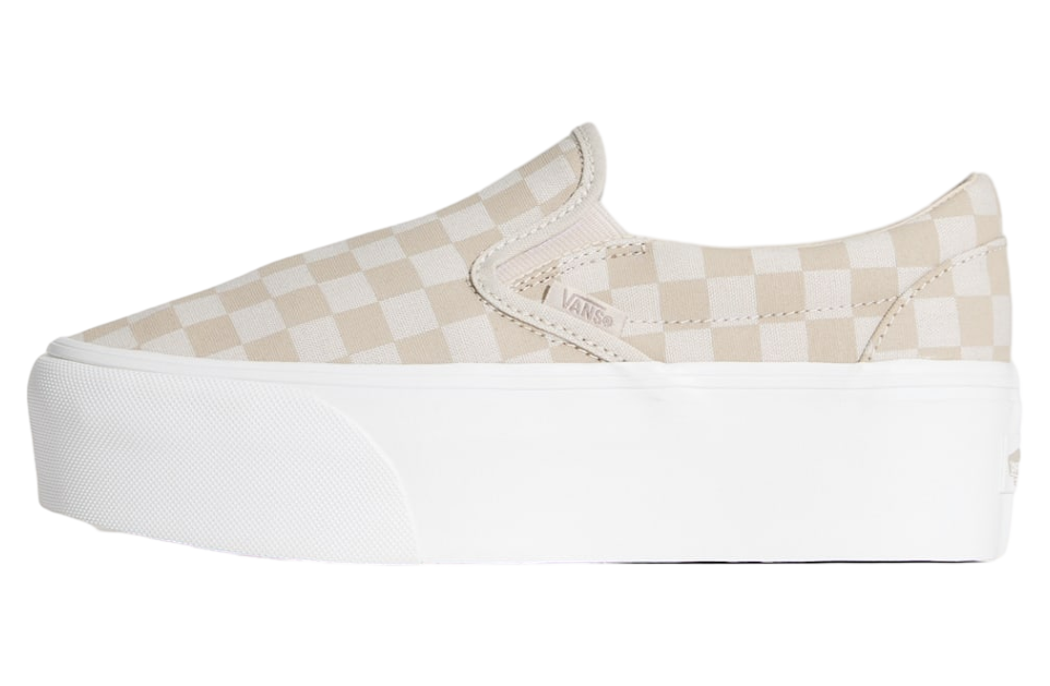 Vans Classic Slip-On Platform Checkerboard Checkerboard Mushroom Brown / Marshmallow White