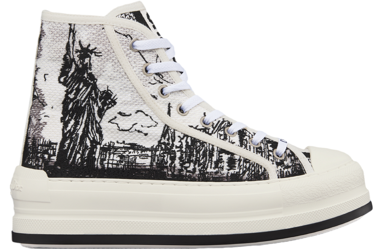 Walk n Dior High Platform WMNS Cotton Embroidered / White