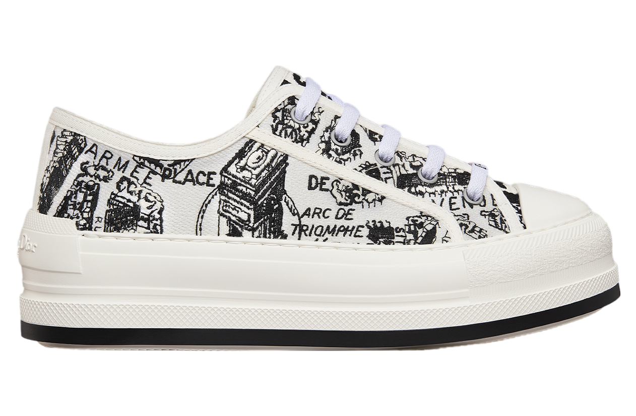 Walk n Dior Platform WMNS White / Black Cotton Embroidered