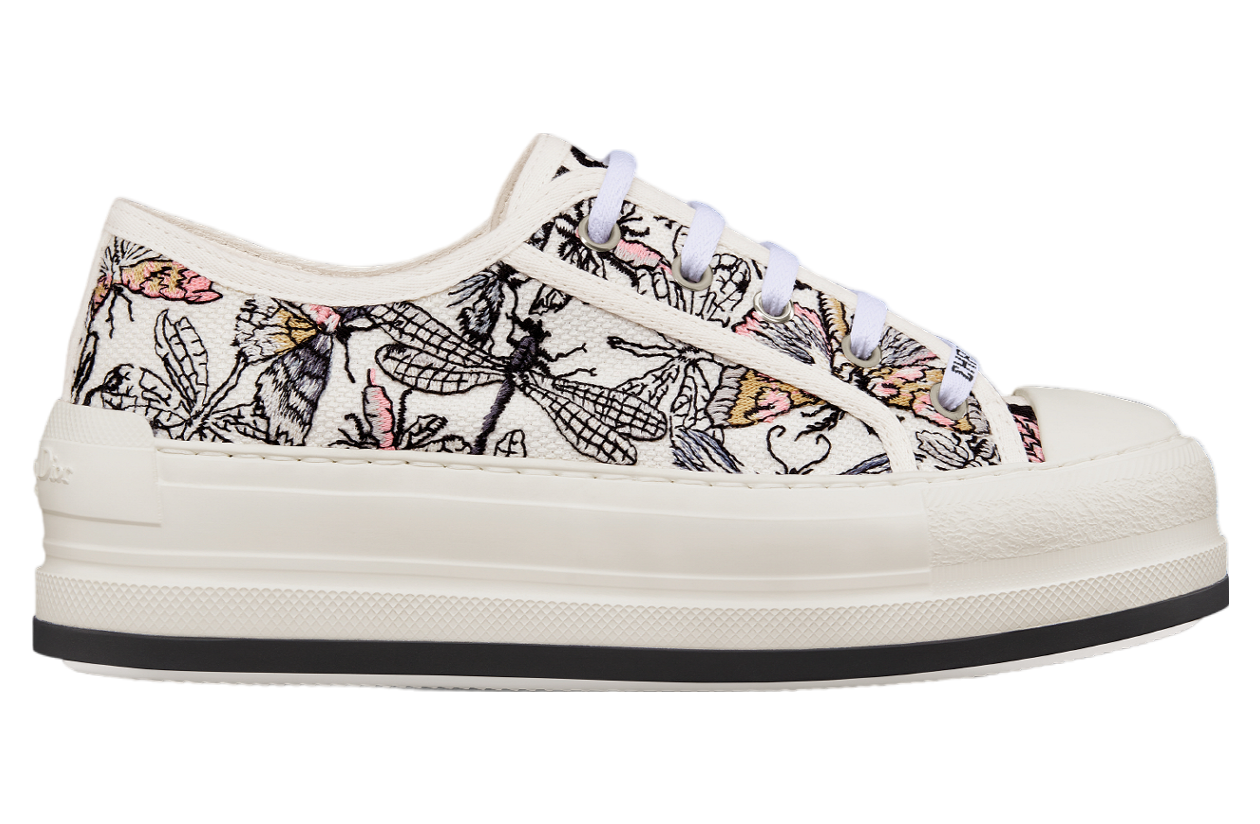 Walk n Dior Platform WMNS White Cotton Embroidered / Multicolor Libellule Camouflage Motif