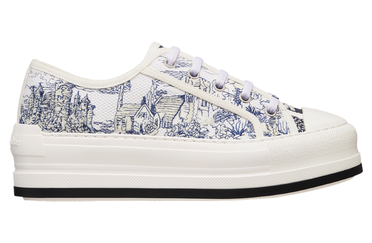 Walkndior Platform WMNS Deep Blue Cotton Embroidered / Toile De Jouy Scotland Motif