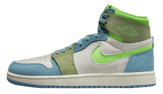 Air Jordan 1 High Zoom Comfort 2 WMNS University Blue Electric Green University Blue/Electric Green-Light Olive-Sail DV1305-433