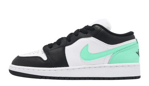 Air Jordan 1 Low GS White / Black / Green Glow White/Black- 553560131