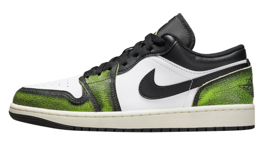 Air Jordan 1 Low Wear-Away Black Green Black/Electric Green DN3705-003