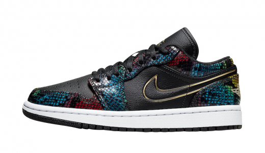 Air Jordan 1 Low WMNS Multi Snakeskin Black/Multi-Color-White-Metallic Gold CW5580-001