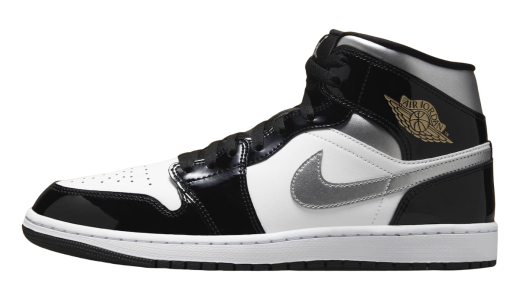 Air Jordan 1 Mid Black Patent Black/White-Metallic Gold-Metallic Silver HV0789-010