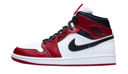 Air Jordan 1 Mid Chicago White Heel White/Gym Red-Black 554724-173