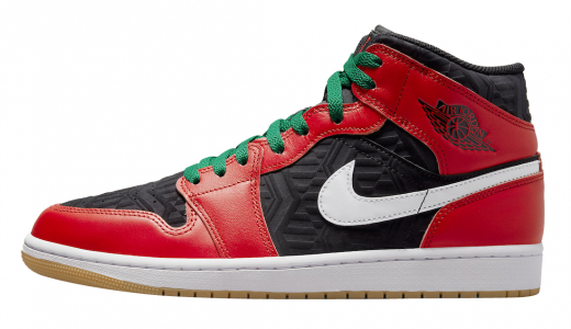 Air Jordan 1 Mid Christmas Black/Fire Red-White-Malachite DQ8417-006