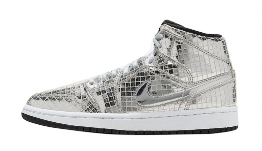 Air Jordan 1 Mid Disco Ball Metallic Silver/Black-White CU9304-001