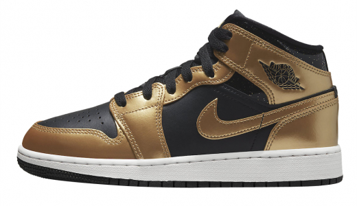 Air Jordan 1 Mid GS Black Metallic Gold Black/Metallic Gold-White DR6967-071