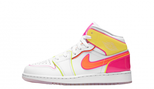 Air Jordan 1 Mid GS Edge Glow White/Hyper Crimson-pink Blast CV4611100