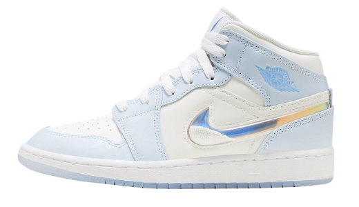 Air Jordan 1 Mid GS Glitter Swoosh White/Blue FQ9117-400