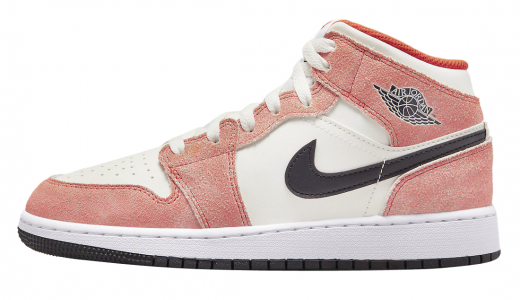 Air Jordan 1 Mid GS Orange Suede Team Orange/Black-Sail-White-Iron Grey DV1336-800