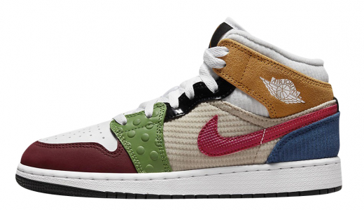 Air Jordan 1 Mid GS Patchwork Multicolor DR6957-100