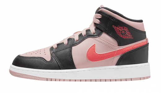 Air Jordan 1 Mid GS Pink Crimson Pink/Crimson-Black 554725-604