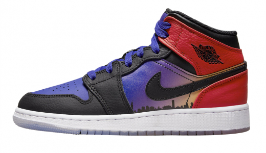 Air Jordan 1 Mid GS Skyline Concord/Black-University Red-Psychic Purple-Peach Cream-Total Orange DX4379-400