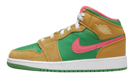 Air Jordan 1 Mid GS Wheat Green Wheat/Green-Pink DX4365-700