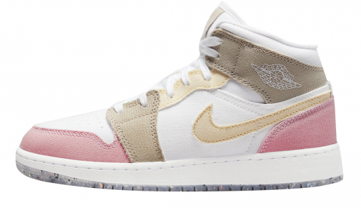 Air Jordan 1 Mid GS White Pink Tan White/Pink-Tan DJ0338-100