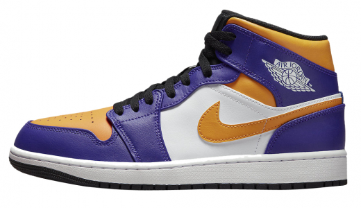 Air Jordan 1 Mid Lakers White/Purple-University Gold DQ8426-517