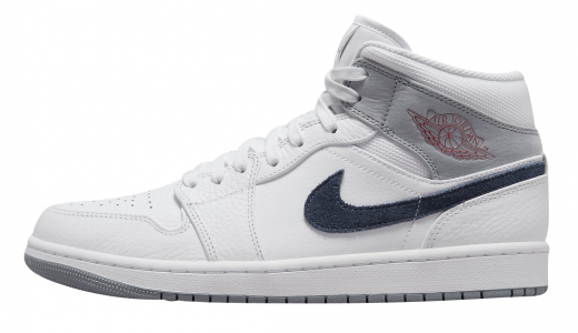 Air Jordan 1 Mid Paris White/Grey-Navy-Red DR8038-100