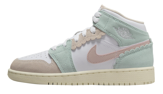 Air Jordan 1 Mid SE GS Pink Oxford White/Pink Oxford-Jade Ice-Guava Ice DZ5361-100