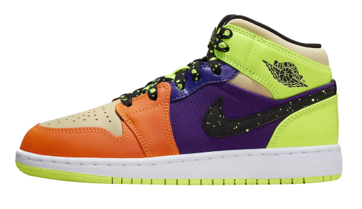 Air Jordan 1 Mid SE GS Volt Vivid Orange Volt/Black-Vivid Orange FD8795-700