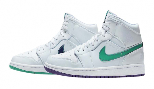 Air Jordan 1 Mid SE Nike Hoops White/Green-Purple CW5853-100