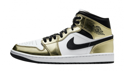 Air Jordan 1 Mid SE White Metallic Gold Metallic Gold/White-Black-Black DC1419-700