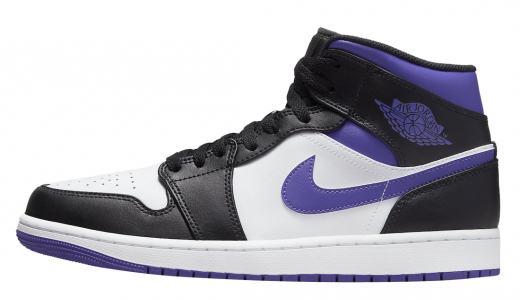 Air Jordan 1 Mid White Black Purple White/Black-Purple 554724-095