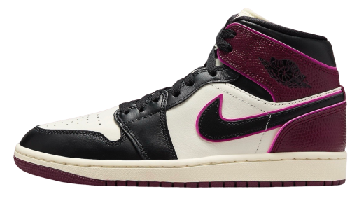 Air Jordan 1 Mid WMNS Bordeaux Sail/Black-Active Pink-Bordeaux-Coconut Milk FQ7818-101