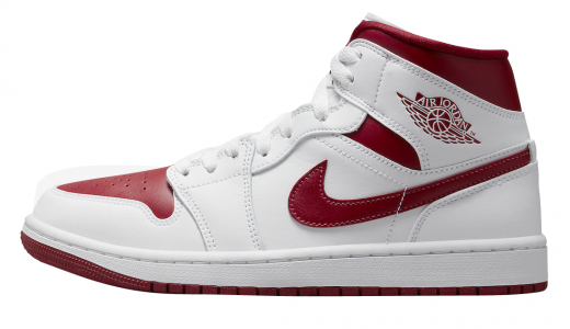 Air Jordan 1 Mid WMNS Red Toe White/White-Pomegranate BQ6472-161