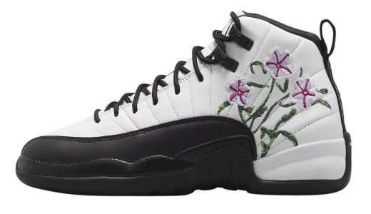 Air Jordan 12 GS Floral White/Black-Vivid Green-Lavender Mist-Team Green DR6956-100