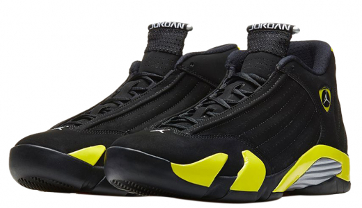 Air Jordan 14 GS Thunder Black/Vibrant Yellow-White 487524-070